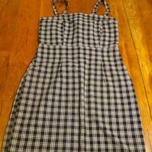 Forever 21 Woven Jumper Dress Black White Plaid